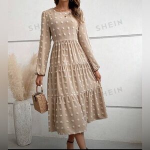 Tan swiss dot dress